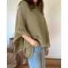 image:imageCHICME Womens Knit Tops 34 Batwing Sleeve Tops for Women HollowOut Pattern Edges Crochet Top Casual Pullover SweatersGreen