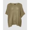 image:imageCHICME Womens Knit Tops 34 Batwing Sleeve Tops for Women HollowOut Pattern Edges Crochet Top Casual Pullover SweatersGreen