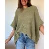 image:imageCHICME Womens Knit Tops 34 Batwing Sleeve Tops for Women HollowOut Pattern Edges Crochet Top Casual Pullover SweatersGreen