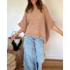 image:imageCHICME Womens Knit Tops 34 Batwing Sleeve Tops for Women HollowOut Pattern Edges Crochet Top Casual Pullover SweatersKhaki