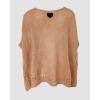 image:imageCHICME Womens Knit Tops 34 Batwing Sleeve Tops for Women HollowOut Pattern Edges Crochet Top Casual Pullover SweatersKhaki