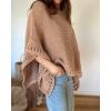 image:imageCHICME Womens Knit Tops 34 Batwing Sleeve Tops for Women HollowOut Pattern Edges Crochet Top Casual Pullover SweatersKhaki