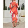 image:imageCHICME Womens Long Sleeve Midi Dress Casual Wrap Tied Detail Shirt Dresses Floral Print Fall Long DressmuXL