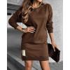 image:imageCHICME Womens Long Sleeve Sweatshirt Dress Side Zipper Slit Casual Pullover Fall Mini DressAcoffee