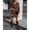 image:imageCHICME Womens Long Sleeve Sweatshirt Dress Side Zipper Slit Casual Pullover Fall Mini DressAcoffee