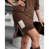 image:imageCHICME Womens Long Sleeve Sweatshirt Dress Side Zipper Slit Casual Pullover Fall Mini DressAcoffee