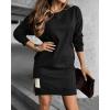 image:imageCHICME Womens Long Sleeve Sweatshirt Dress Side Zipper Slit Casual Pullover Fall Mini DressBlack