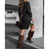 image:imageCHICME Womens Long Sleeve Sweatshirt Dress Side Zipper Slit Casual Pullover Fall Mini DressBlack