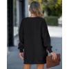 image:imageCHICME Womens Long Sleeve Zipper Slit Oversized Sweatshirt Casual Pullover Zipper Hoodies Fall ClothesGblack