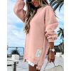 image:imageCHICME Womens Long Sleeve Zipper Slit Oversized Sweatshirt Casual Pullover Zipper Hoodies Fall ClothesLight Pink