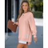 image:imageCHICME Womens Long Sleeve Zipper Slit Oversized Sweatshirt Casual Pullover Zipper Hoodies Fall ClothesLight Pink