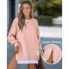 image:imageCHICME Womens Long Sleeve Zipper Slit Oversized Sweatshirt Casual Pullover Zipper Hoodies Fall ClothesLight Pink
