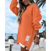 image:imageCHICME Womens Long Sleeve Zipper Slit Oversized Sweatshirt Casual Pullover Zipper Hoodies Fall ClothesOrange
