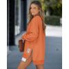 image:imageCHICME Womens Long Sleeve Zipper Slit Oversized Sweatshirt Casual Pullover Zipper Hoodies Fall ClothesOrange