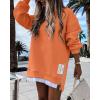 image:imageCHICME Womens Long Sleeve Zipper Slit Oversized Sweatshirt Casual Pullover Zipper Hoodies Fall ClothesOrange