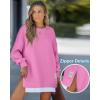 image:imageCHICME Womens Long Sleeve Zipper Slit Oversized Sweatshirt Casual Pullover Zipper Hoodies Fall ClothesPink