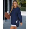 image:imageCHICME Womens Long Sleeve Zipper Slit Oversized Sweatshirt Casual Pullover Zipper Hoodies Fall ClothesVpurplish Blue