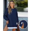 image:imageCHICME Womens Long Sleeve Zipper Slit Oversized Sweatshirt Casual Pullover Zipper Hoodies Fall ClothesVpurplish Blue