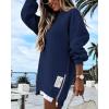 image:imageCHICME Womens Long Sleeve Zipper Slit Oversized Sweatshirt Casual Pullover Zipper Hoodies Fall ClothesVpurplish Blue