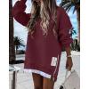 image:imageCHICME Womens Long Sleeve Zipper Slit Oversized Sweatshirt Casual Pullover Zipper Hoodies Fall ClothesWine Red