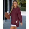image:imageCHICME Womens Long Sleeve Zipper Slit Oversized Sweatshirt Casual Pullover Zipper Hoodies Fall ClothesWine Red