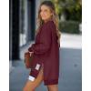 image:imageCHICME Womens Long Sleeve Zipper Slit Oversized Sweatshirt Casual Pullover Zipper Hoodies Fall ClothesWine Red