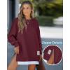 image:imageCHICME Womens Long Sleeve Zipper Slit Oversized Sweatshirt Casual Pullover Zipper Hoodies Fall ClothesWine Red