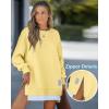 image:imageCHICME Womens Long Sleeve Zipper Slit Oversized Sweatshirt Casual Pullover Zipper Hoodies Fall ClothesYellow