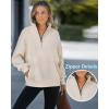 image:imageCHICME Womens Oversized Sweatshirts Half Zipper Long Sleeve Pullover Tops Casual Mock Neck Drop Shoulder Fall ShirtsApricot