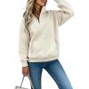 image:imageCHICME Womens Oversized Sweatshirts Half Zipper Long Sleeve Pullover Tops Casual Mock Neck Drop Shoulder Fall ShirtsApricot
