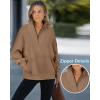 image:imageCHICME Womens Oversized Sweatshirts Half Zipper Long Sleeve Pullover Tops Casual Mock Neck Drop Shoulder Fall ShirtsDbrown