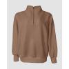 image:imageCHICME Womens Oversized Sweatshirts Half Zipper Long Sleeve Pullover Tops Casual Mock Neck Drop Shoulder Fall ShirtsDbrown