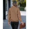 image:imageCHICME Womens Oversized Sweatshirts Half Zipper Long Sleeve Pullover Tops Casual Mock Neck Drop Shoulder Fall ShirtsDbrown