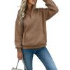 image:imageCHICME Womens Oversized Sweatshirts Half Zipper Long Sleeve Pullover Tops Casual Mock Neck Drop Shoulder Fall ShirtsDbrown