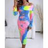 image:imageCHICME Womens Sexy Off Shoulder Bodycon Sweater Dress Long Sleeve Hollow Out Slim Fit Party Midi DressYellow