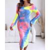 image:imageCHICME Womens Sexy Off Shoulder Bodycon Sweater Dress Long Sleeve Hollow Out Slim Fit Party Midi DressYellow