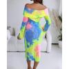 image:imageCHICME Womens Sexy Off Shoulder Bodycon Sweater Dress Long Sleeve Hollow Out Slim Fit Party Midi DressYellow