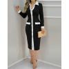 image:imageCHICME Womens Sexy V Neck Long Sleeve Bodycon Maxi Dress Slit Front Slim Fit Evening Wedding Guest DressBlack