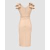 image:imageCHICME Womens Sexy V Neck Sleeveless Bowknot Decor Bodycon Midi Dress Side Slit Ruched Cocktail Party Wedding Guest DressApricot