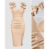image:imageCHICME Womens Sexy V Neck Sleeveless Bowknot Decor Bodycon Midi Dress Side Slit Ruched Cocktail Party Wedding Guest DressApricot