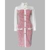 image:imageCHICME Womens Work Bodycon Dresses Button Decor Tweed Patch Pencil Midi Dress Elegant Office Outfits with PocketsAred