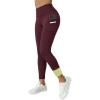 image:imageCHICME Fleece Lined Leggings Women Tummy Control Thermal Warm High Waisted Winter Yoga Pants with PocketsBurgundywith Pocket