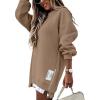 image:imageCHICME Womens Long Sleeve Zipper Slit Oversized Sweatshirt Casual Pullover Zipper Hoodies Fall ClothesBrown