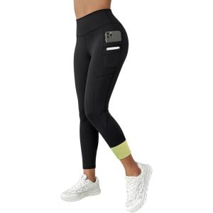 image:imageCHICME Fleece Lined Leggings Women Tummy Control Thermal Warm High Waisted Winter Yoga Pants with PocketsAblackwith Pocket