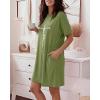 image:imageCHICME Nightgowns for Women Short Sleeve Sleep Shirts Casual Loose Printed Sleep Dress Soft Sleepwear with PocketsAgreen