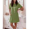 image:imageCHICME Nightgowns for Women Short Sleeve Sleep Shirts Casual Loose Printed Sleep Dress Soft Sleepwear with PocketsAgreen