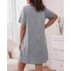 image:imageCHICME Nightgowns for Women Short Sleeve Sleep Shirts Casual Loose Printed Sleep Dress Soft Sleepwear with PocketsGray