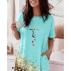 image:imageCHICME Nightgowns for Women Short Sleeve Sleep Shirts Casual Loose Printed Sleep Dress Soft Sleepwear with PocketsLeopard Green