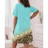 image:imageCHICME Nightgowns for Women Short Sleeve Sleep Shirts Casual Loose Printed Sleep Dress Soft Sleepwear with PocketsLeopard Green