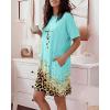 image:imageCHICME Nightgowns for Women Short Sleeve Sleep Shirts Casual Loose Printed Sleep Dress Soft Sleepwear with PocketsLeopard Green